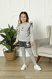 CLQTH Kız Çocuk Minnie Mouse Lisanslı Elbise Takım 3'lü